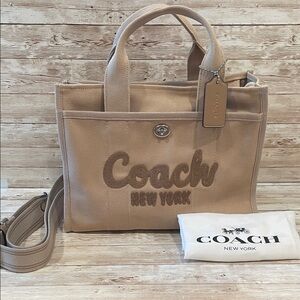 Coach Tan Canvas Tote with Logo